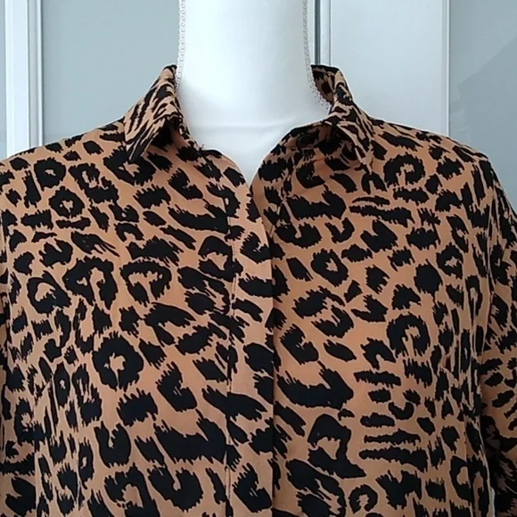 NWOT Missguided Brown Leopard Print Shirt Smock Mini Dress - Picture 9 of 16